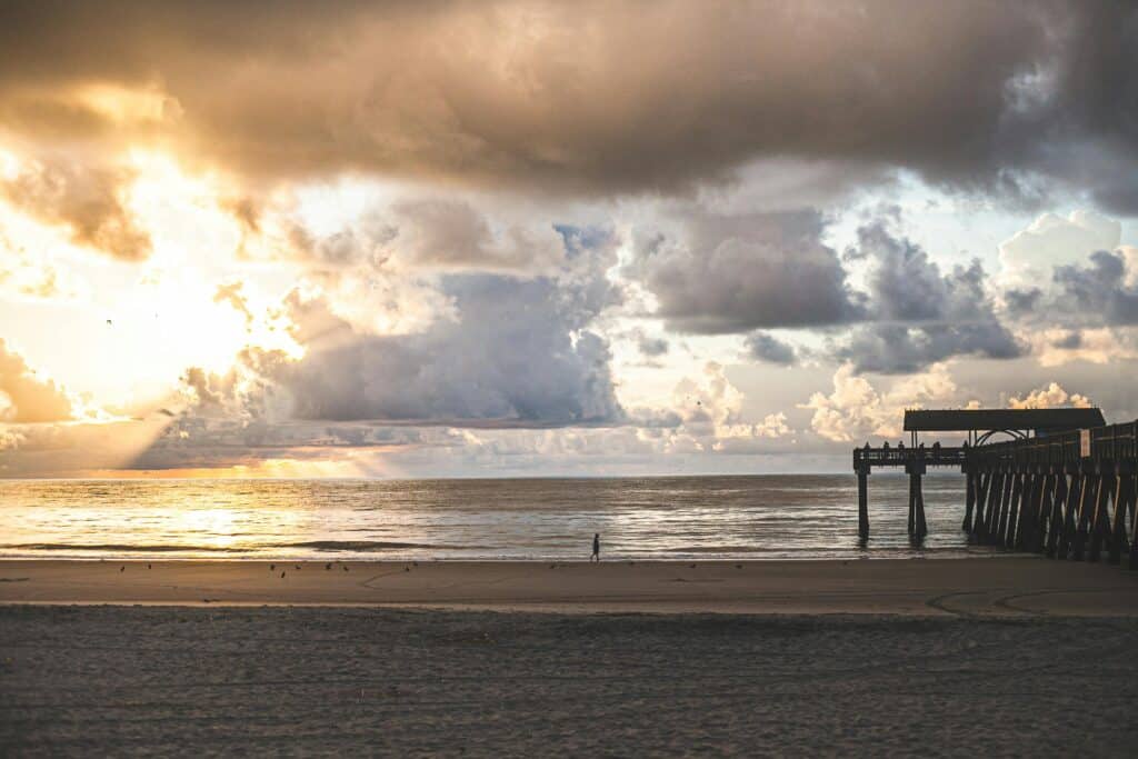 sunset over the beach at Tybee Island