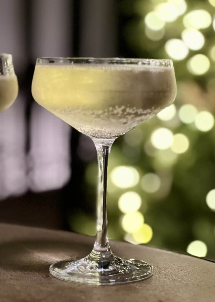 champagne in glass.