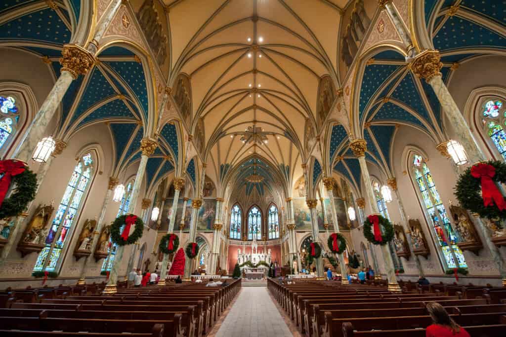 Savannah Cathedral at Christmas. 