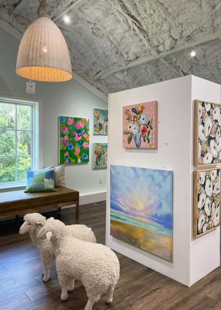 interior of one of our favorite art galleries in the Golden Isles