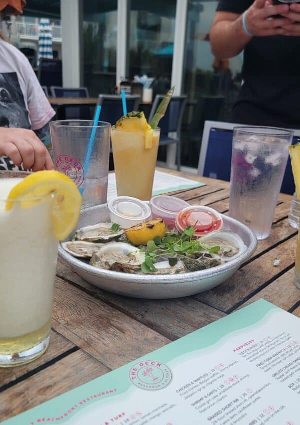 oysters at The Deck Beach Bar in Tybee Island GA