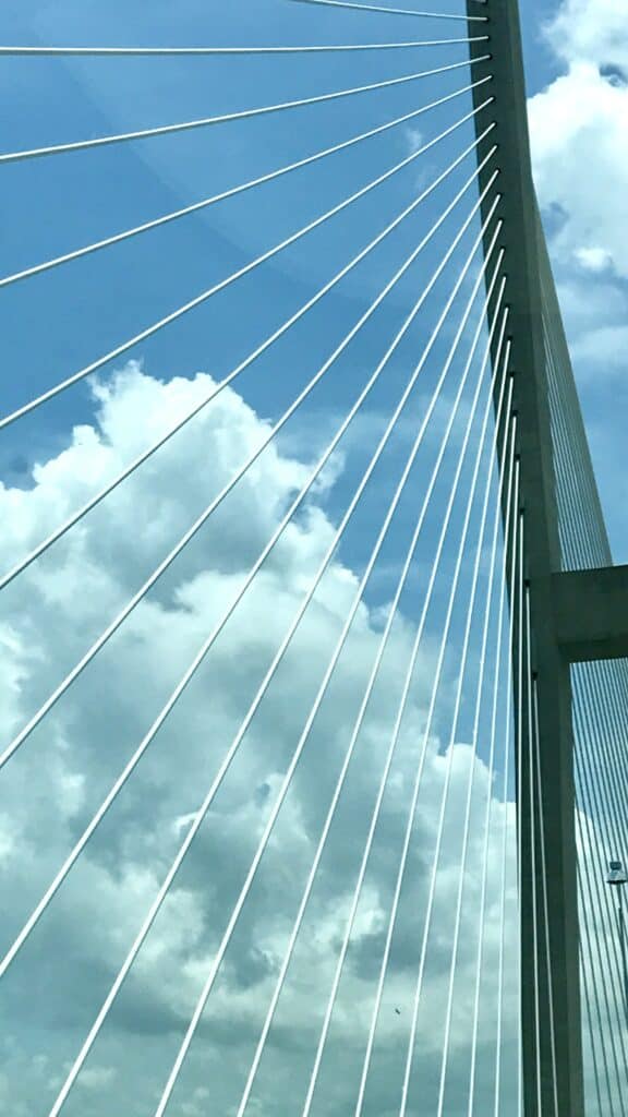 looking up at Sidney Lanier Bridge.