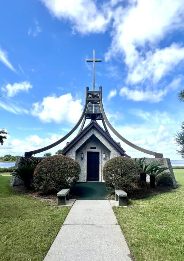 chapel on river at st. simons island.