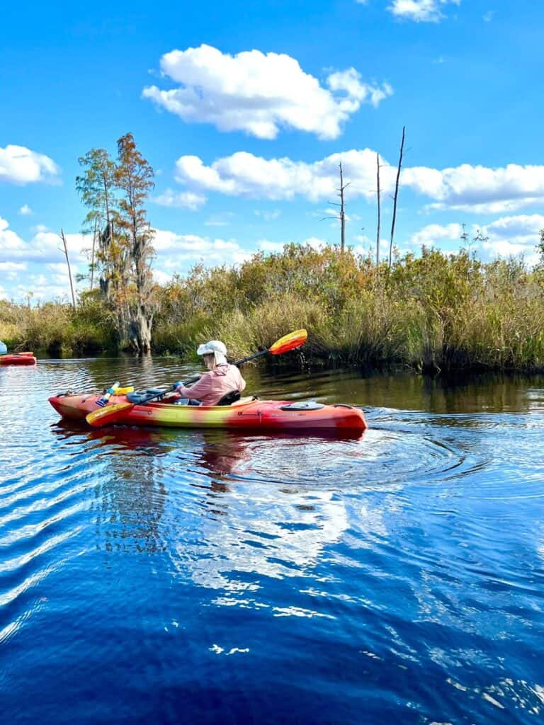 Kayaker in Okfenokee National Wildlife Refuge.