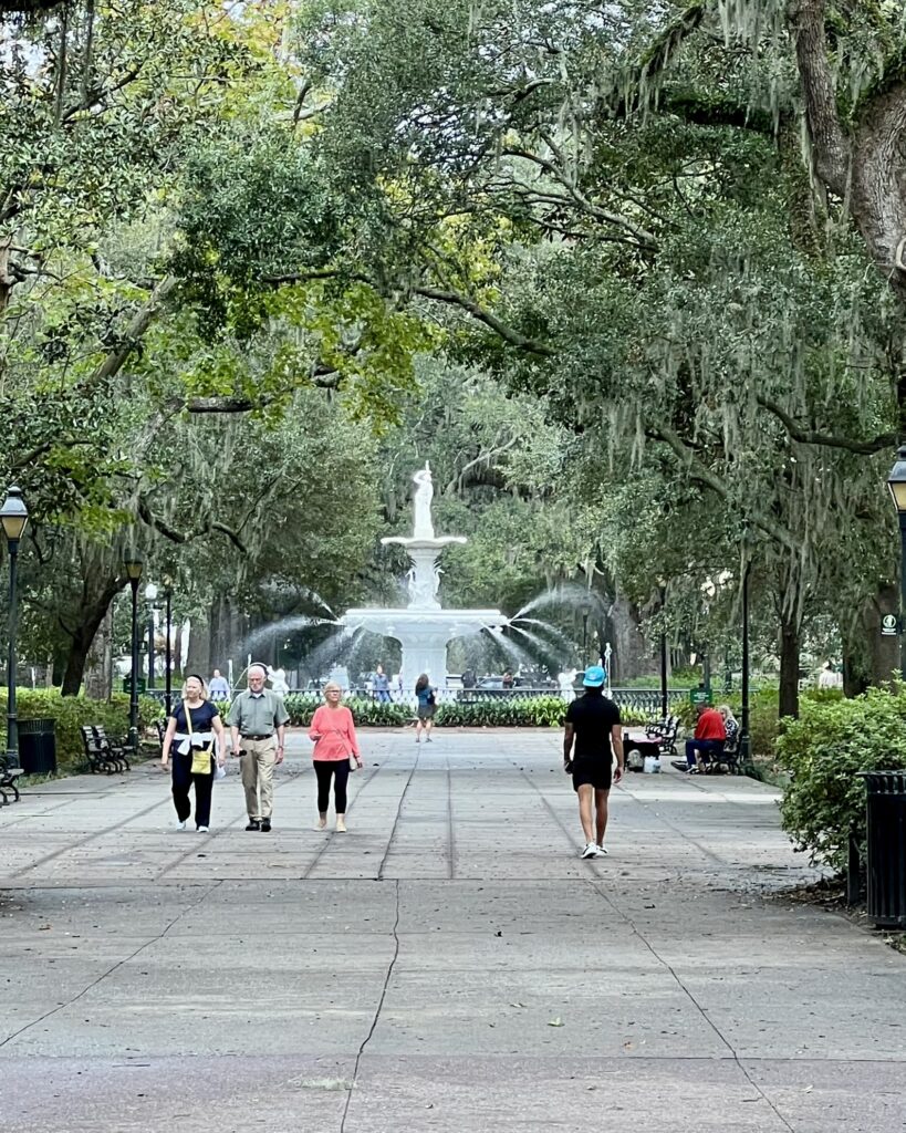 forsyth park fountain in Savannah in November.