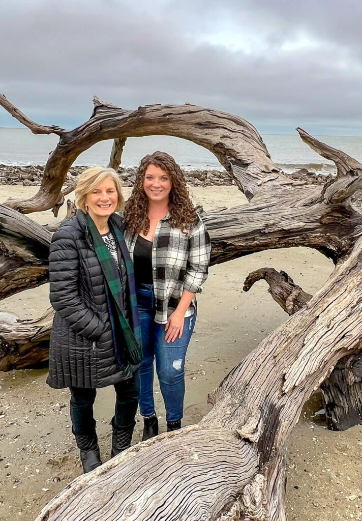 Pam & Sara at Driftwood Beach in winter. 